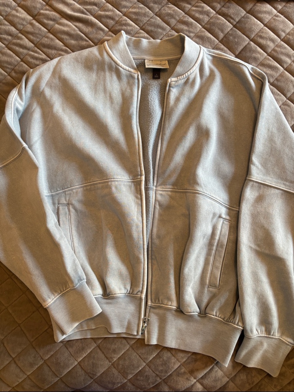Universal thread Light Blue Zip-Up Bomber Jacket. Small